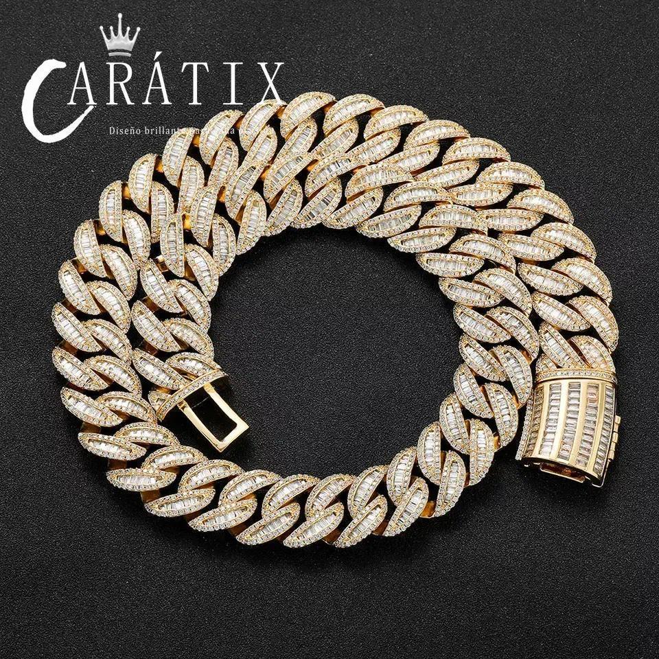 CARÁTIX – 20mm Rectangle Miami Cuban Link Chain | Solid CZ Iced Out Choker Necklace for Men & Women - CaratixJewelry