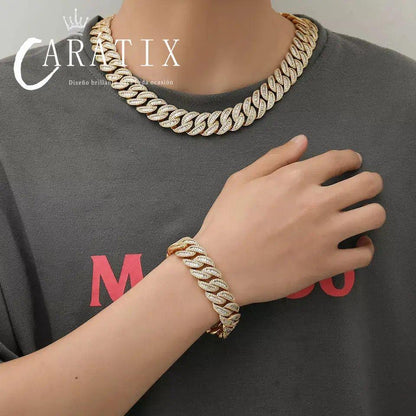 CARÁTIX – 20mm Rectangle Miami Cuban Link Chain | Solid CZ Iced Out Choker Necklace for Men & Women - CaratixJewelry