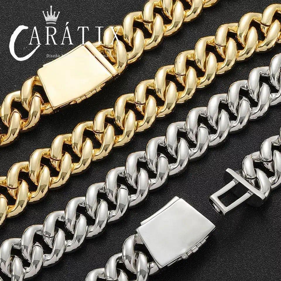 CARÁTIX – 20mm Rectangle Miami Cuban Link Chain | Solid CZ Iced Out Choker Necklace for Men & Women - CaratixJewelry