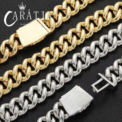 CARÁTIX – 20mm Rectangle Miami Cuban Link Chain | Solid CZ Iced Out Choker Necklace for Men & Women - CaratixJewelry