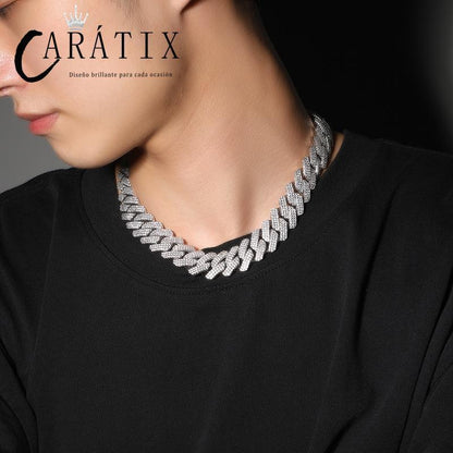 CARÁTIX 20mm Rhombus Cuban Chain | 3A+ CZ Iced Out Hip Hop Necklace for Men - CaratixJewelry