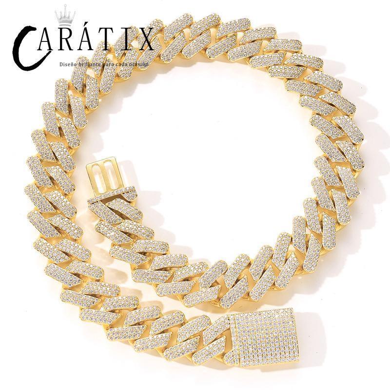 CARÁTIX 20mm Rhombus Cuban Chain Set | 3A+ CZ Iced Out Hip Hop Necklace & Bracelet for Men - CaratixJewelry