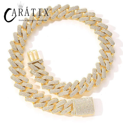 CARÁTIX 20mm Rhombus Cuban Chain Set | 3A+ CZ Iced Out Hip Hop Necklace & Bracelet for Men - CaratixJewelry