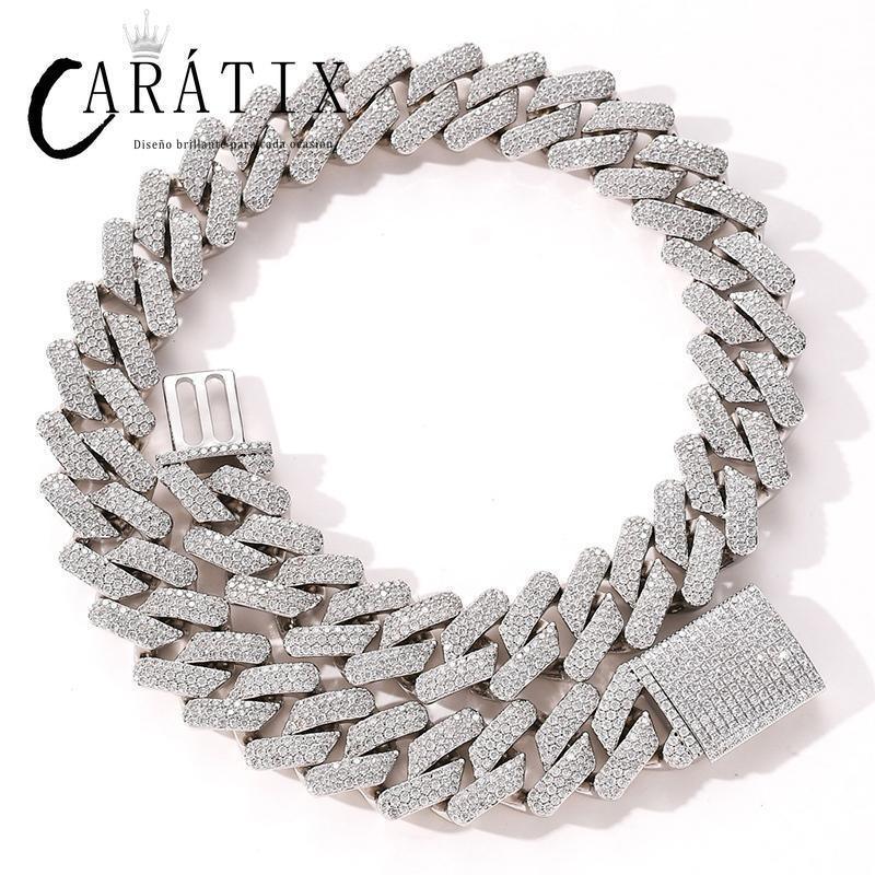 CARÁTIX 20mm Rhombus Cuban Chain Set | 3A+ CZ Iced Out Hip Hop Necklace & Bracelet for Men - CaratixJewelry