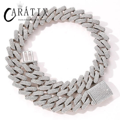 CARÁTIX 20mm Rhombus Cuban Chain Set | 3A+ CZ Iced Out Hip Hop Necklace & Bracelet for Men - CaratixJewelry