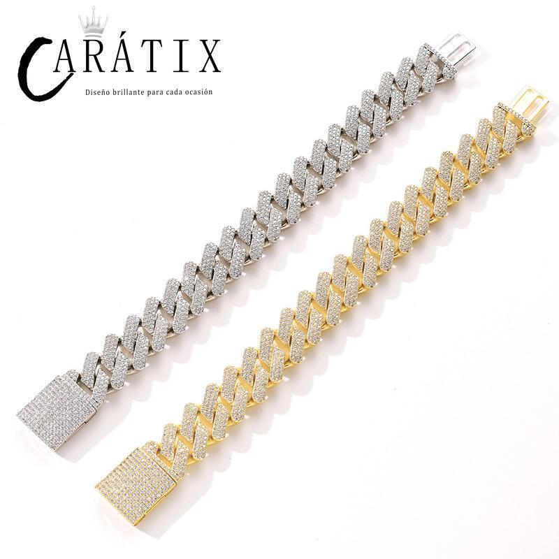 CARÁTIX 20mm Rhombus Cuban Chain Set | 3A+ CZ Iced Out Hip Hop Necklace & Bracelet for Men - CaratixJewelry