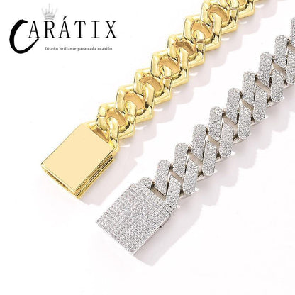 CARÁTIX 20mm Rhombus Cuban Chain Set | 3A+ CZ Iced Out Hip Hop Necklace & Bracelet for Men - CaratixJewelry