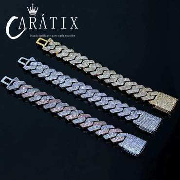 CARÁTIX 20mm Two-Tone Miami Cuban Link Chain Necklace – 5A CZ Iced Out Hip Hop Bling Jewelry for Men | Rapper Gift - CaratixJewelry