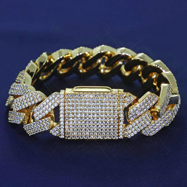 CARÁTIX 20mm Two-Tone Miami Cuban Link Chain Necklace – 5A CZ Iced Out Hip Hop Bling Jewelry for Men | Rapper Gift - CaratixJewelry