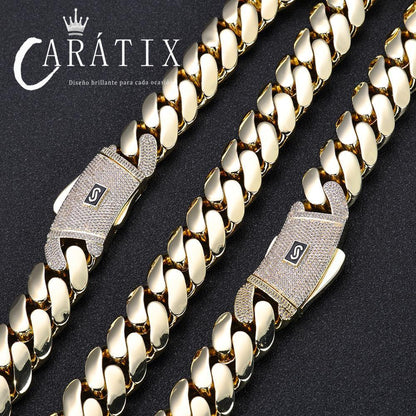 CARÁTIX – 20mm Zircon Iced Out Brass Cuban Link - CaratixJewelry