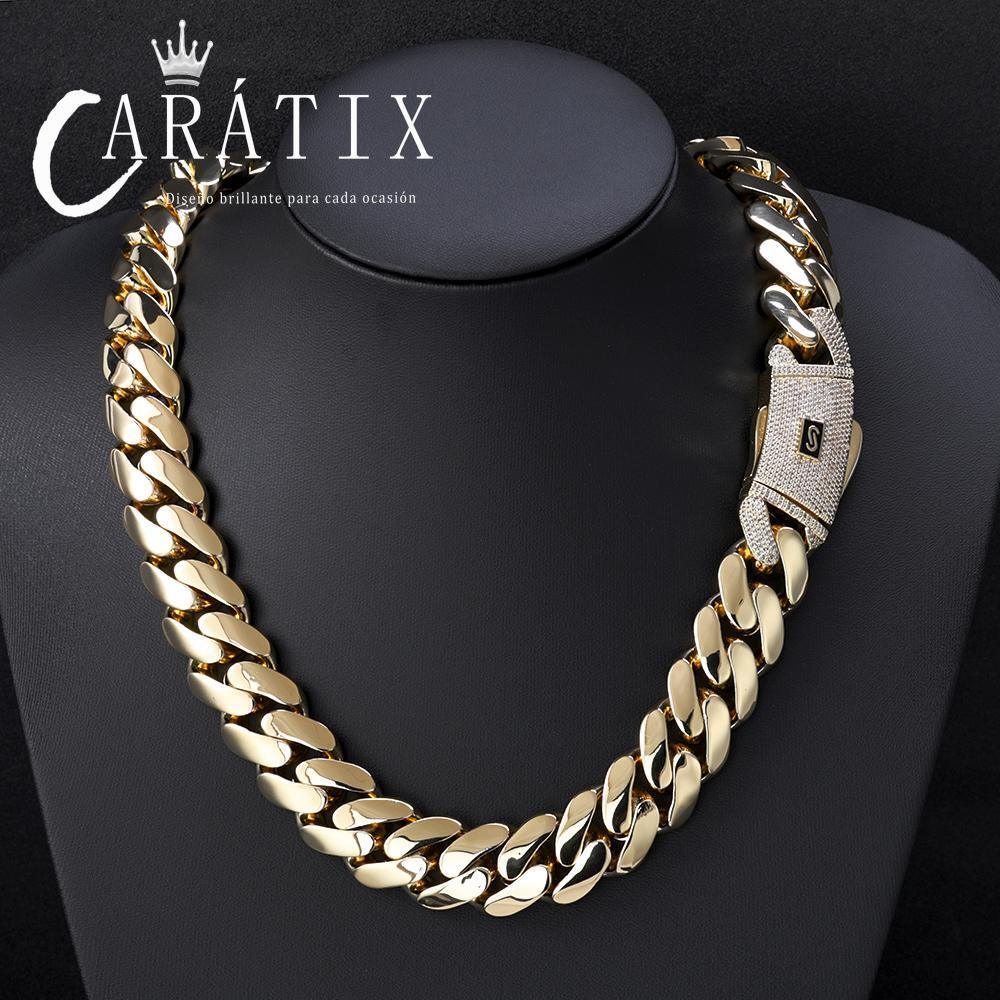 CARÁTIX – 20mm Zircon Iced Out Brass Cuban Link - CaratixJewelry