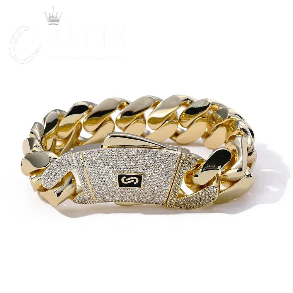 CARÁTIX – 20mm Zircon Iced Out Brass Cuban Link - CaratixJewelry