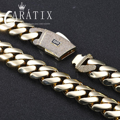 CARÁTIX – 20mm Zircon Iced Out Brass Cuban Link - CaratixJewelry