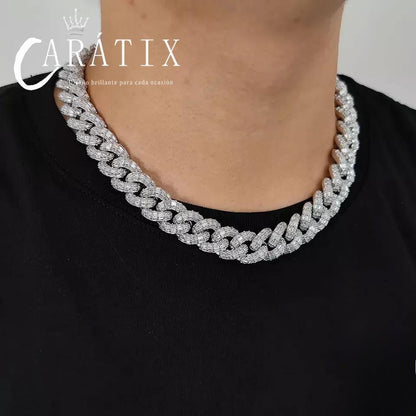 CARÁTIX – 21mm Thick T-Square Cuban Link Chain Necklace | Cubic Zirconia Hip Hop Jewelry for Men & Women - CaratixJewelry