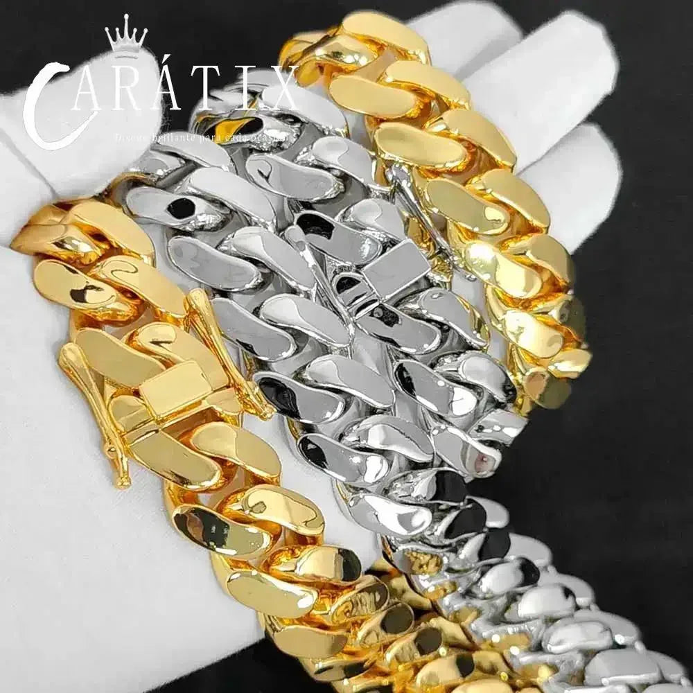 CARÁTIX – 22mm Big Heavy Solid Brass Miami Cuban Link Chain Necklace | Luxury Hip Hop Jewelry for Men - CaratixJewelry
