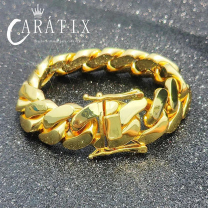 CARÁTIX – 22mm Big Heavy Solid Brass Miami Cuban Link Chain Necklace | Luxury Hip Hop Jewelry for Men - CaratixJewelry