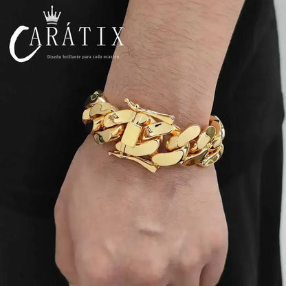 CARÁTIX – 22mm Big Heavy Solid Brass Miami Cuban Link Chain Necklace | Luxury Hip Hop Jewelry for Men - CaratixJewelry