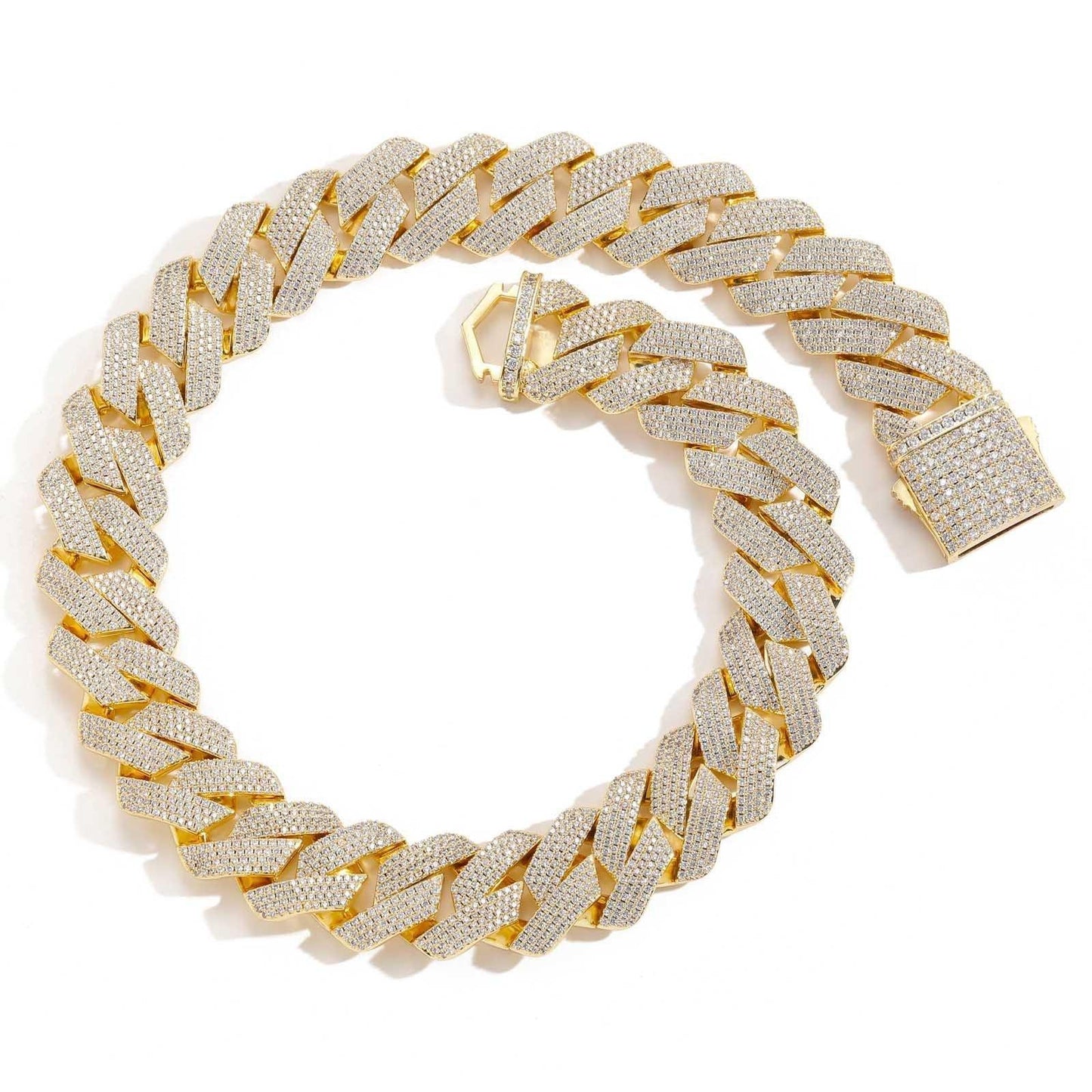 CARÁTIX 22mm Rhombus 4-Row Cuban Link Chain Necklace – Pink & White CZ Iced Out Hip Hop Bling Jewelry for Men | Custom Design - CaratixJewelry