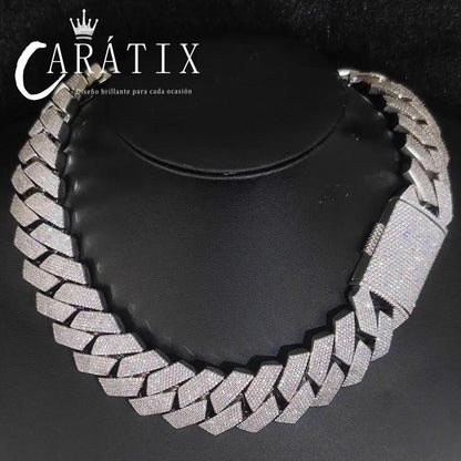 CARÁTIX 25MM 6-Row Cuban Chain Necklace – Thick CZ Prong Hip Hop Jewelry for Men & Women - CaratixJewelry