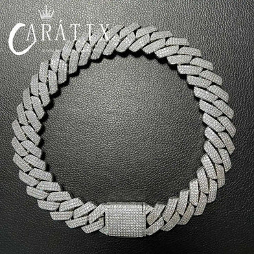 CARÁTIX 25mm Iced Out Cuban Link Chain Necklace – CZ Prong Set Thick Hip Hop Bling Jewelry for Men | Rapper Gift - CaratixJewelry