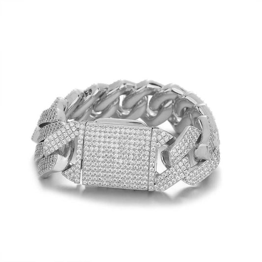 CARÁTIX 25mm Iced Out Cuban Link Chain Necklace – CZ Prong Set Thick Hip Hop Bling Jewelry for Men | Rapper Gift - CaratixJewelry