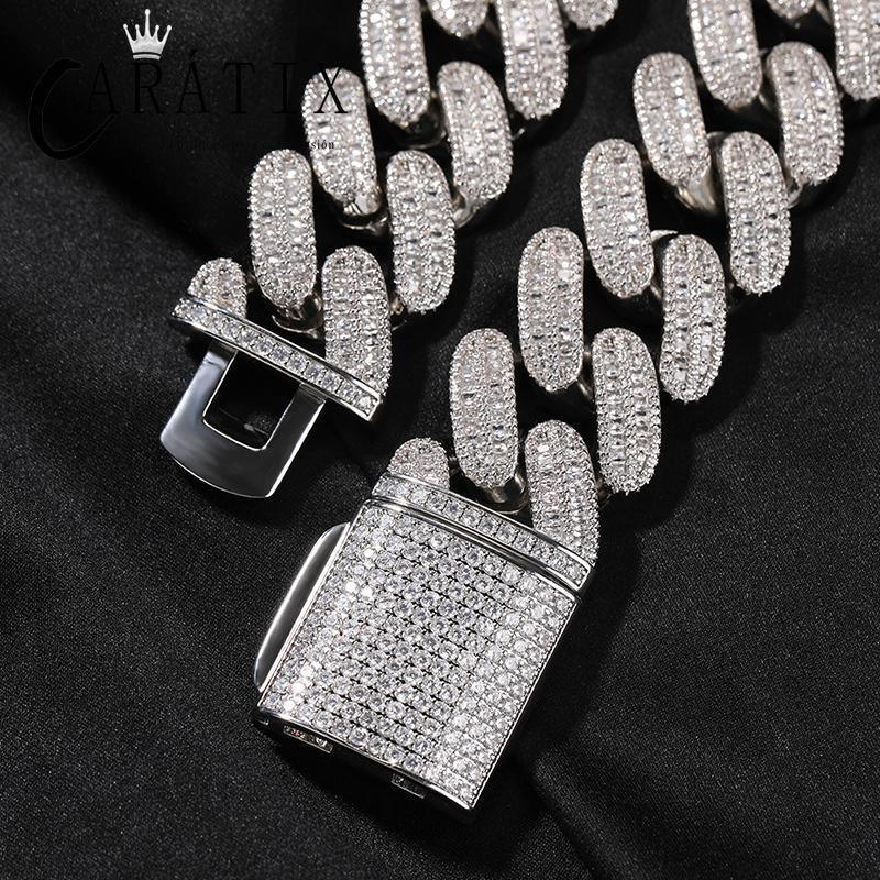CARÁTIX 26mm Big Round Cuban Link Chain Necklace – Iced Out CZ Hip Hop Jewelry for Men & Women - CaratixJewelry