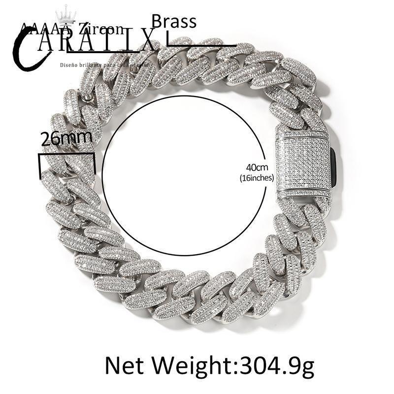 CARÁTIX 26mm Big Round Cuban Link Chain Necklace – Iced Out CZ Hip Hop Jewelry for Men & Women - CaratixJewelry