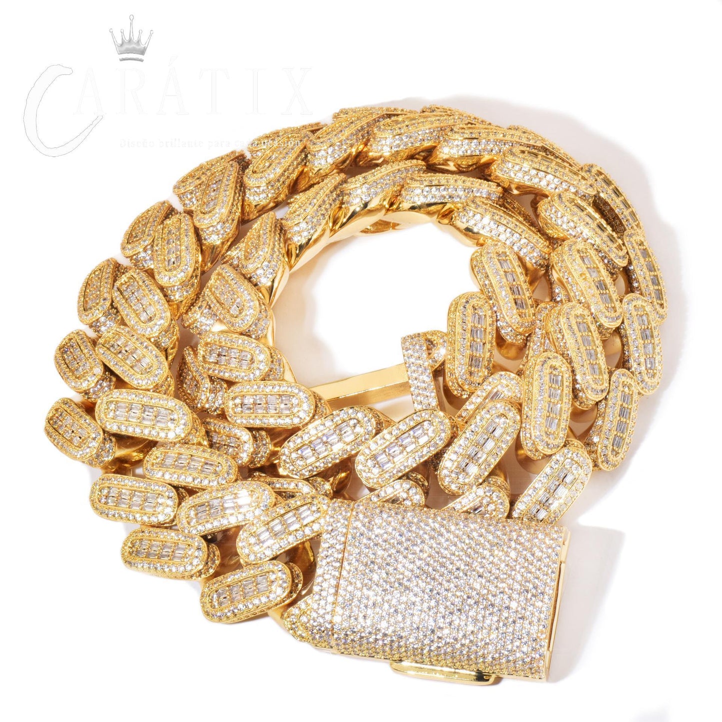28mm T-Square Cuban Chain - CaratixJewelry