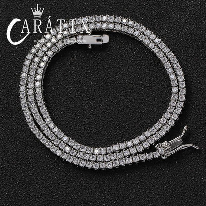 CARÁTIX 2mm Square AAA CZ Tennis Chain Necklace – Iced Out Hip Hop Bling Choker for Men - CaratixJewelry