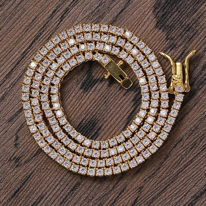CARÁTIX 2mm Square AAA CZ Tennis Chain Necklace – Iced Out Hip Hop Bling Choker for Men - CaratixJewelry