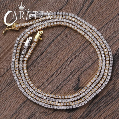 CARÁTIX 2mm Square AAA CZ Tennis Chain Necklace – Iced Out Hip Hop Bling Choker for Men - CaratixJewelry