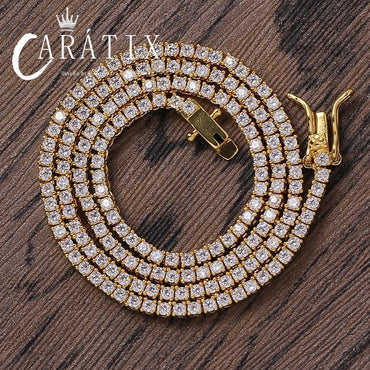 CARÁTIX 2mm Square AAA CZ Tennis Chain Necklace – Iced Out Hip Hop Bling Choker for Men - CaratixJewelry