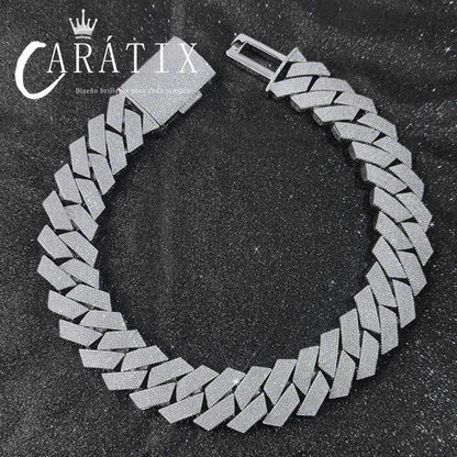 CARÁTIX 30mm 7-Row Prong Cuban Link Chain Necklace – Iced Out CZ Hip Hop Bling Jewelry for Men | Luxury Rapper Gift - CaratixJewelry