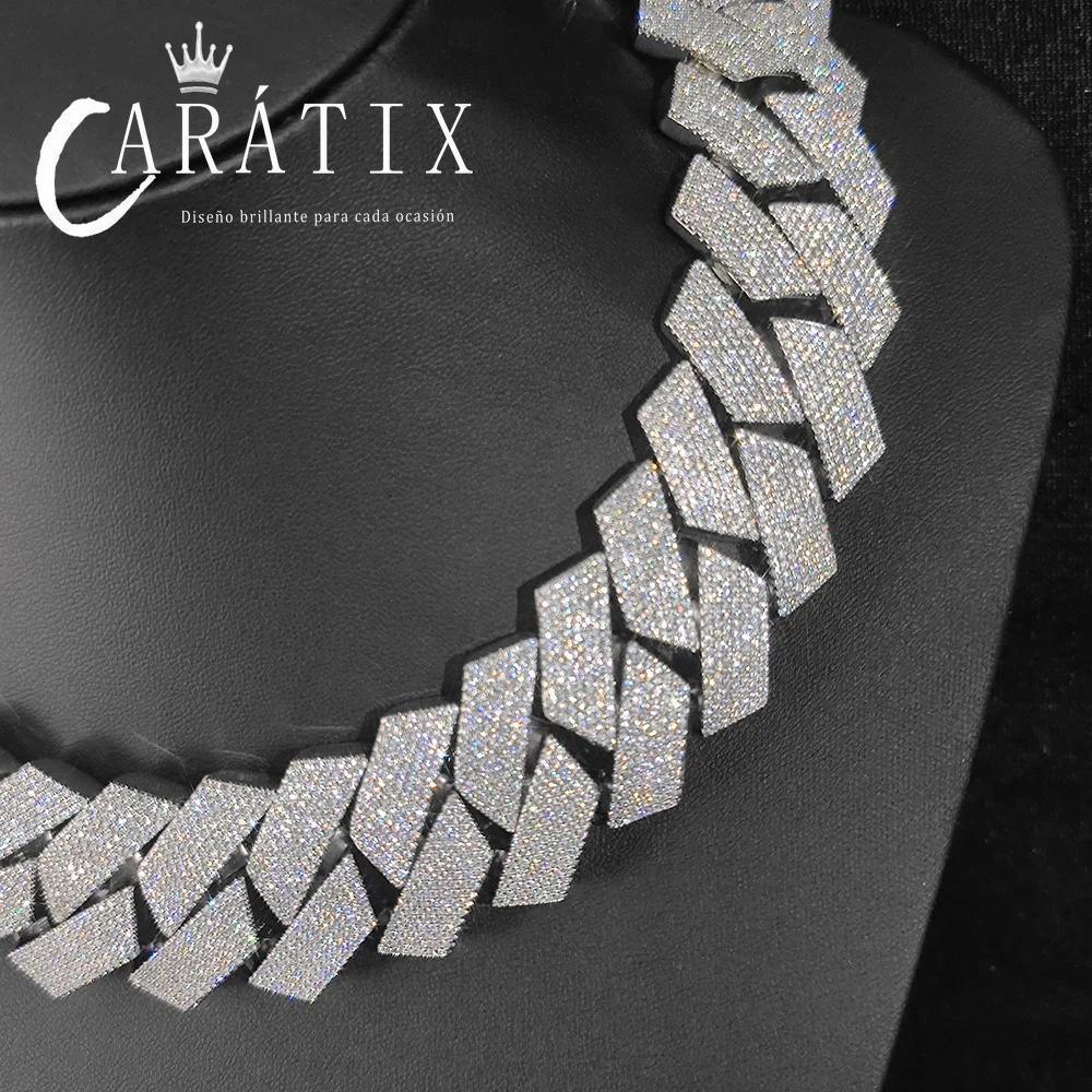 CARÁTIX 30mm 7-Row Prong Cuban Link Chain Necklace – Iced Out CZ Hip Hop Bling Jewelry for Men | Luxury Rapper Gift - CaratixJewelry