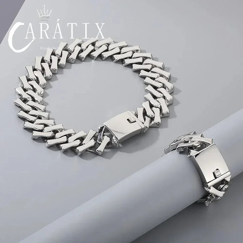 CARÁTIX 32mm Gold-Plated Stainless Steel Cuban Link Chain Necklace – Bold Hip Hop Jewelry for Men - CaratixJewelry