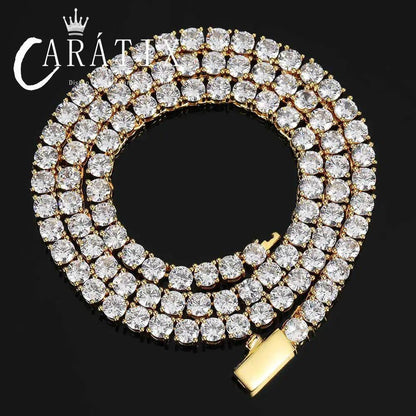 CARÁTIX 3–5mm 5A CZ Tennis Chain Necklace – Single Row Bling Cubic Zirconia Jewelry for Men & Women - CaratixJewelry
