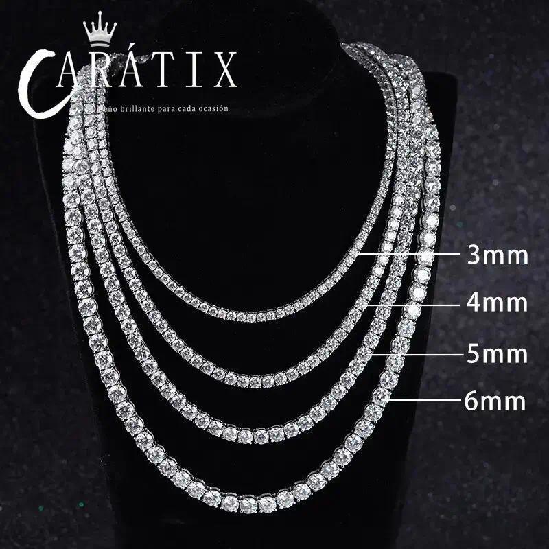 CARÁTIX 3–5mm 5A CZ Tennis Chain Necklace – Single Row Bling Cubic Zirconia Jewelry for Men & Women - CaratixJewelry