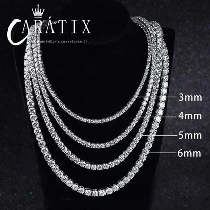 CARÁTIX 3–5mm 5A CZ Tennis Chain Necklace – Single Row Bling Cubic Zirconia Jewelry for Men & Women - CaratixJewelry