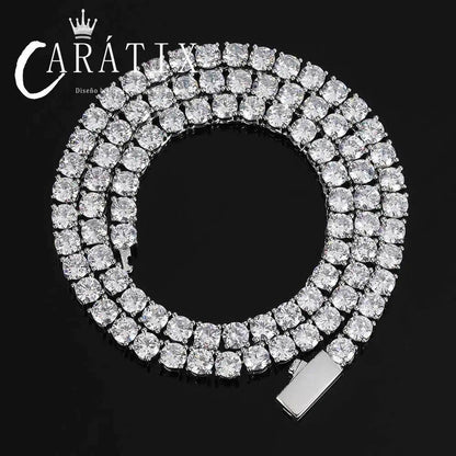 CARÁTIX 3–5mm 5A CZ Tennis Chain Necklace – Single Row Bling Cubic Zirconia Jewelry for Men & Women - CaratixJewelry