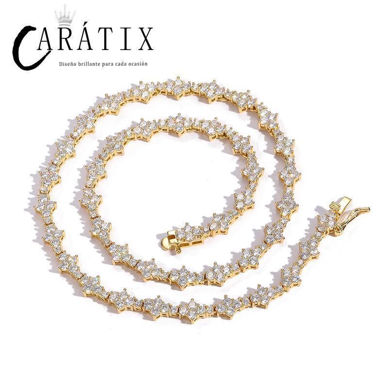 CARÁTIX 3mm Plum Flower Tennis Chain | Iced Out Hip Hop Choker Necklace for Women - CaratixJewelry