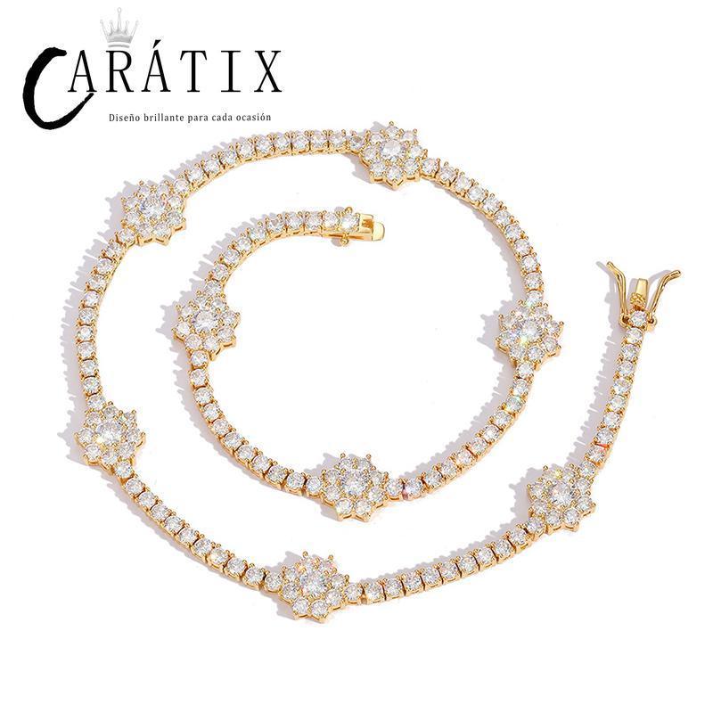 CARÁTIX 3mm Plum Flower Tennis Chain | Iced Out Hip Hop Choker Necklace for Women - CaratixJewelry