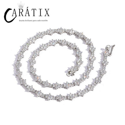 CARÁTIX 3mm Plum Flower Tennis Chain | Iced Out Hip Hop Choker Necklace for Women - CaratixJewelry