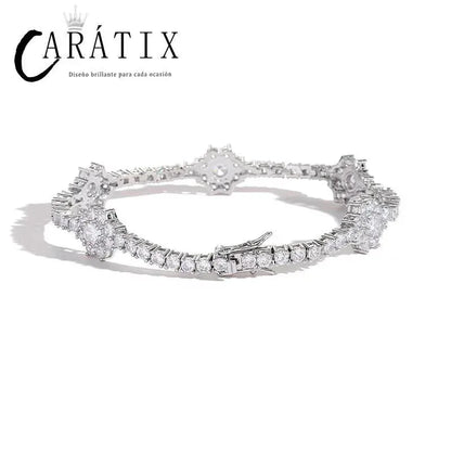 CARÁTIX 3mm Plum Flower Tennis Chain | Iced Out Hip Hop Choker Necklace for Women - CaratixJewelry