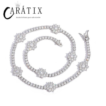 CARÁTIX 3mm Plum Flower Tennis Chain | Iced Out Hip Hop Choker Necklace for Women - CaratixJewelry