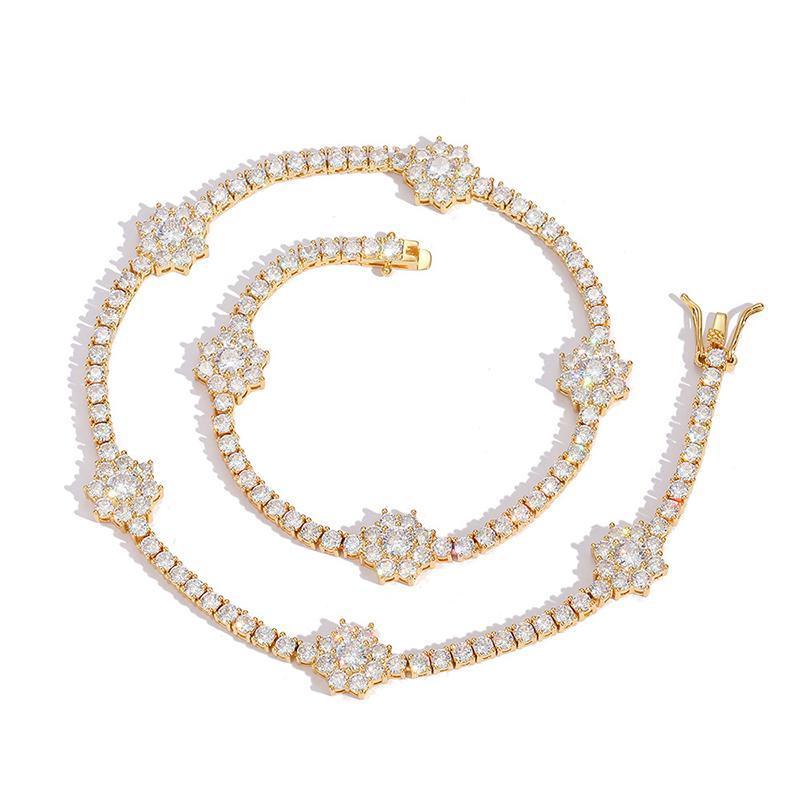 CARÁTIX 3mm Plum Flower Tennis Chain | Iced Out Hip Hop Choker Necklace for Women - CaratixJewelry