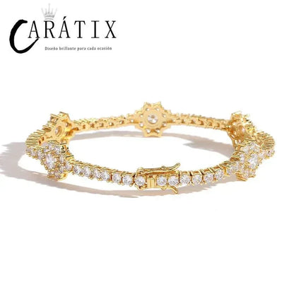 CARÁTIX 3mm Plum Flower Tennis Chain | Iced Out Hip Hop Choker Necklace for Women - CaratixJewelry