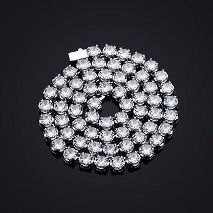 CARÁTIX 4-Claw Round CZ Iced Out Tennis Link Choker Necklace - CaratixJewelry