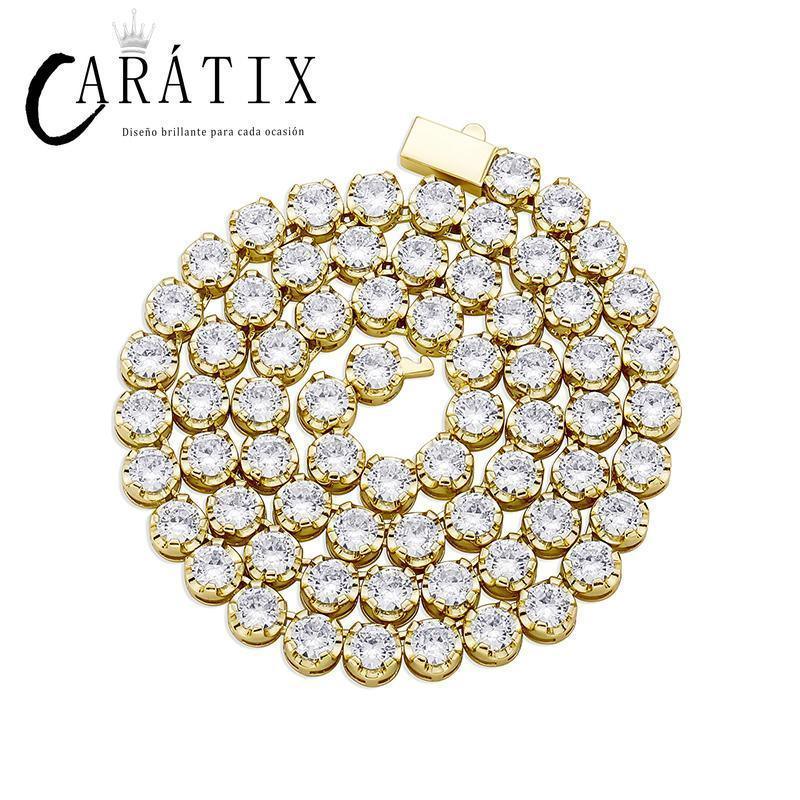 CARÁTIX 4-Claw Round CZ Iced Out Tennis Link Choker Necklace - CaratixJewelry