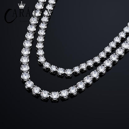 CARÁTIX 4-Claw Round CZ Iced Out Tennis Link Choker Necklace - CaratixJewelry