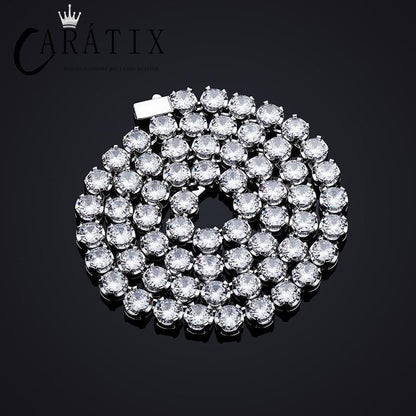 CARÁTIX 4-Claw Round CZ Iced Out Tennis Link Choker Necklace - CaratixJewelry